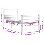 vidaXL Cadre de lit sans matelas blanc bois massif
