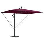 vidaXL Parasol banane à mât déporté Rouge bordeaux 294 x 200 x 254 cm