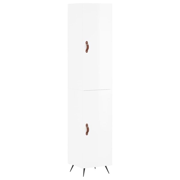 vidaXL Buffet haut Blanc brillant 34 5x34x180 cm Bois d'ingénierie