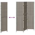 vidaXL Paravent 3 Panneaux Pliable Gris 147x180 cm Rattan Poly