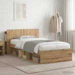 vidaXL Cadre de lit avec rangement Chêne artisanal 90 x 190 cm