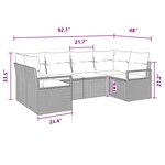 vidaXL Ensemble de canapé de jardin avec coussin 6 Pièces Marron et rouge
