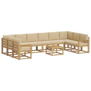 vidaXL Ensemble de canapés d'extérieur 11 pc Blanc et Beige