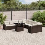 vidaXL Salon de jardin et coussins 11 Pièces marron résine tressée