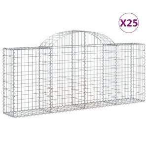 vidaXL Paniers à gabions arqués 25 Pièces 200x30x80/100 cm Fer galvanisé