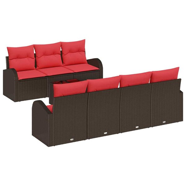 vidaXL Ensemble de Canapés 8 Pièces Marron et rouge Polyester