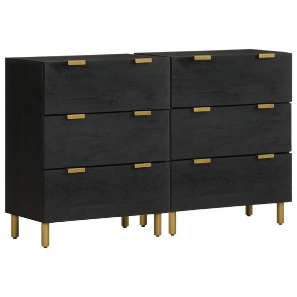 vidaXL Buffets 2 Pièces noir 60x33x75 cm bois d'ingénierie