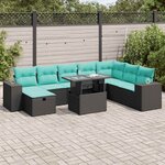 vidaXL Salon de jardin avec coussins 9 Pièces gris résine tressée acacia