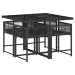 vidaXL Ensemble à manger de jardin coussins 5Pièces Noir Résine tressée