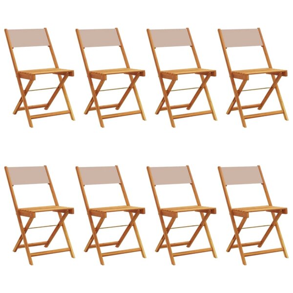 vidaXL Chaises de jardin pliantes lot de 8 taupe tissu et bois massif