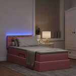 vidaXL Lit de rangement LED avec matelas Rose 90 x 200 cm Velours
