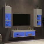 vidaXL Unités murales TV avec LED 6 Pièces blanc bois d'ingénierie