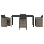 vidaXL Ensemble de Salle à Manger de Jardin 5 Pièces avec Coussins Rattan Poly Gris