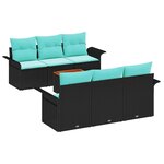 vidaXL Ensemble de canapé de jardin 7 Pièces Noir et turquoise
