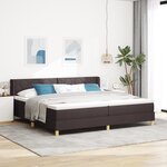 vidaXL Lit à ressorts Marron foncé et Blanc 200 x 200 cm Tissu
