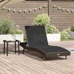 vidaXL Transat avec Table 2 Pièces Marron  noir 40 x 40 x 40.5 cm