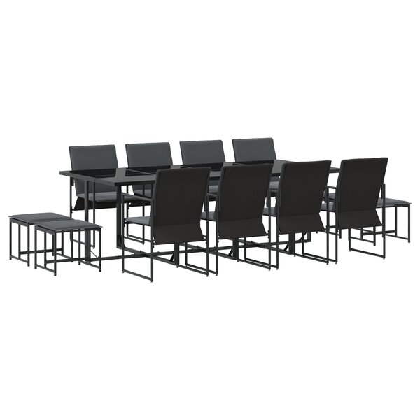Ensemble de jardin pour manger de 16 pièces avec des coussins en acier et en textilène