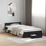 vidaXL Cadre de lit avec tiroir sans matelas noir 90x190 cm