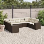 vidaXL Salon de jardin avec coussins 9 Pièces marron résine tressée