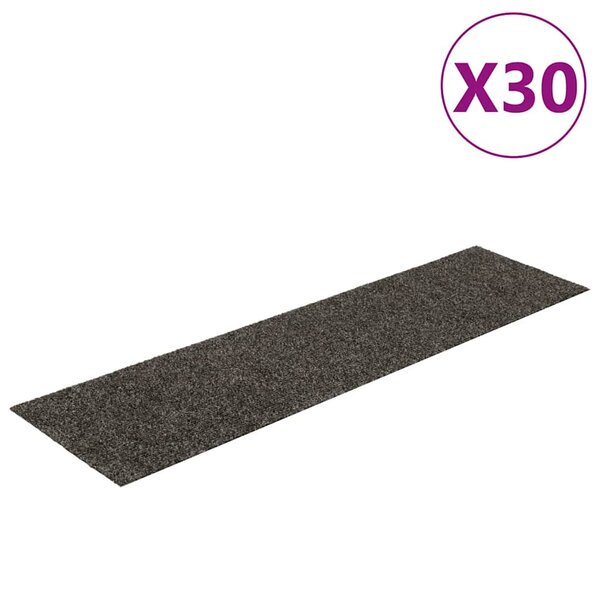 vidaXL Tapis d'escalier autocollants 30 pièces 76 x 20 cm Anthracite Rectangulaire