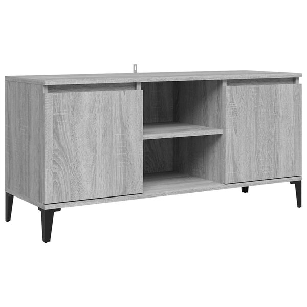 vidaXL Meuble TV avec pieds en métal Sonoma gris 103 5x35x50 cm