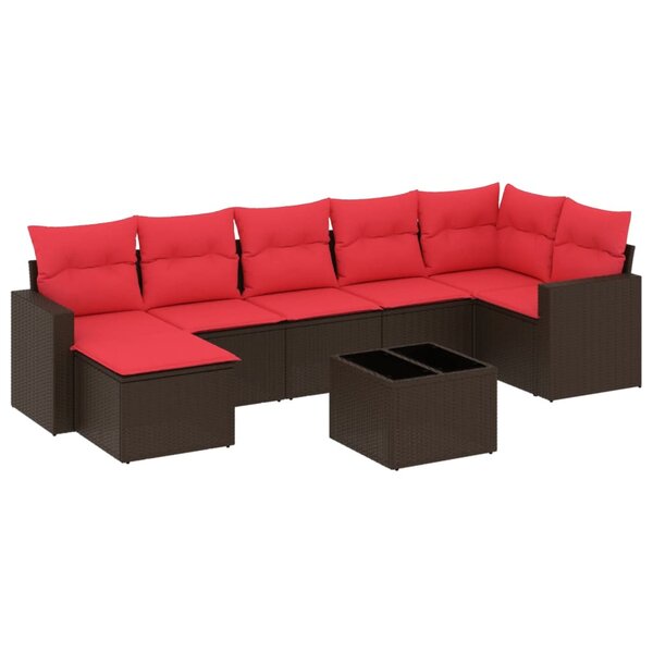 vidaXL Salon de jardin 8 Pièces avec coussins marron résine tressée
