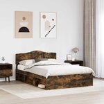 vidaXL Cadre de lit Chêne fumé 140 x 200 cm Bois de pin massif