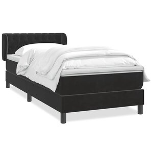 vidaXL Sommier à lattes de lit avec matelas noir 90x210 cm velours