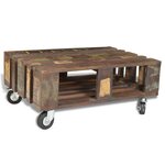 vidaXL Table basse avec 4 roulettes Bois recyclé