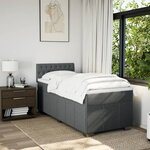 vidaXL Sommier à lattes de lit avec matelas Gris foncé 100x200cm Tissu