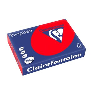 Ramette 250 Feuilles Papier 160g A4 210x297 mm Certifié FSC rouge corail TROPHÉE