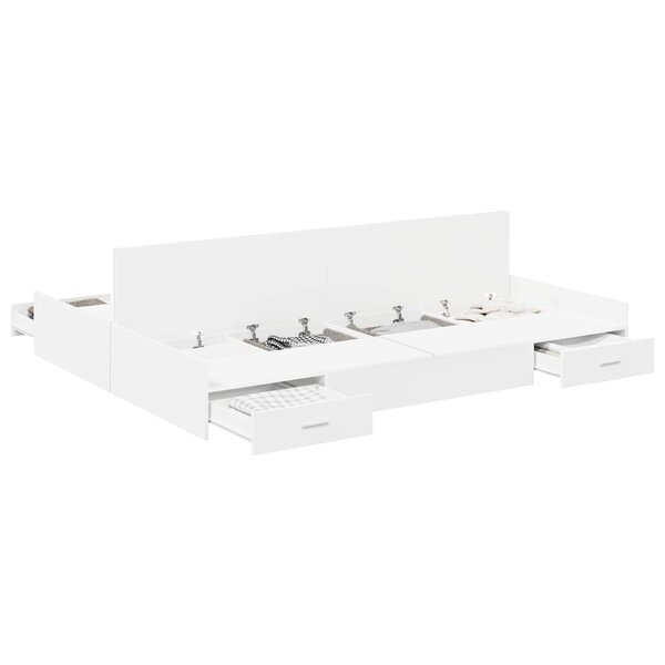 vidaXL Cadre de lit avec rangement avec tête de lit Blanc 150 x 200 cm