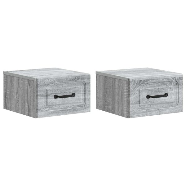 vidaXL Cabinet de chevet mural 2 pc Sonoma gris 34 5 x 33 x 20 cm