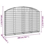 vidaXL Panier de gabions arqué 200x30x120/140 cm Fer galvanisé