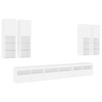 vidaXL Ensemble de meubles TV muraux 7 Pièces avec lumières LED blanc