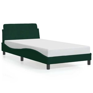 vidaXL Cadre de lit Dover vert foncé 100x200 cm velours