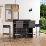 vidaXL Ensemble de bar de jardin avec coussins 5 Pièces Gris