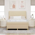 vidaXL Lit à ressorts avec matelas Crème 140 x 190 cm tissu