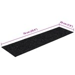 vidaXL Tapis d'escalier autocollants Rectangulaire 15 Pièces 76x20cm Noir