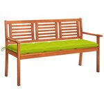vidaXL Banc de jardin 3 places avec coussin 150 cm Bois d'eucalyptus