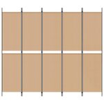 vidaXL Paravent 5 Panels Beige 250 x 220 cm Tissu