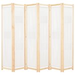 vidaXL Cloison de séparation 6 panneaux Crème 240 x 170 x 4 cm Tissu