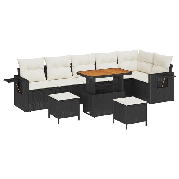 Ensemble de canapés de jardin 9 pièces vidaXL avec coussins Noir Poly Rattan