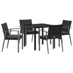 vidaXL Ensemble de salle à manger de jardin 5 pièces avec coussins en poly rotin noir