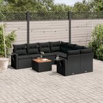vidaXL Salon de jardin 9 Pièces avec coussins noir résine tressée