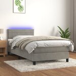 vidaXL Sommier à lattes de lit avec matelas LED Gris clair 100x200 cm