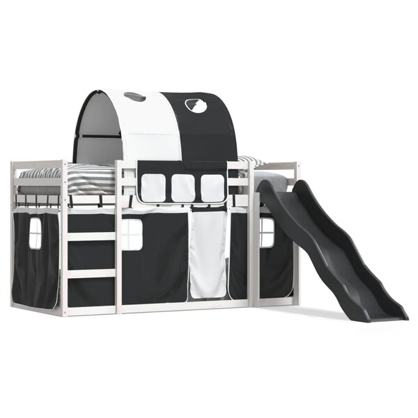 vidaXL Lit superposé sans matelas avec toboggan blanc noir 80x200 cm