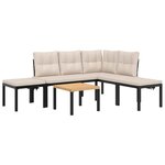 vidaXL Salon de jardin avec coussins 5 Pièces noir acier enduit de poudre
