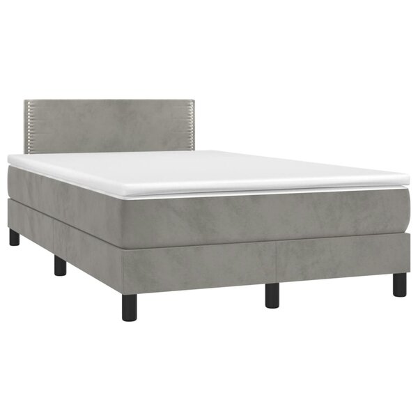 vidaXL Sommier à lattes de lit et matelas gris clair 120x190cm velours