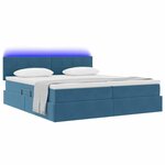 vidaXL Lit de rangement LED avec matelas Bleu foncé 200 x 200 cm